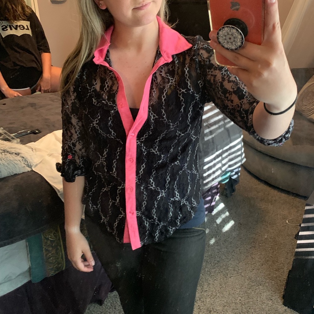 Lace button up